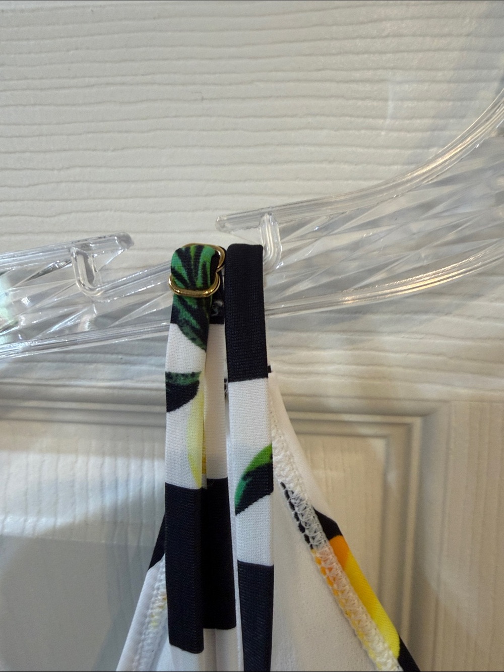 No Boundaries Black & White Striped One-Piece Swimsuit with Yellow Lemon Print - Picture 4 of 10